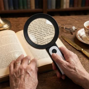 Magnifying Glass For Reading Elderly - 30x Handheld Optical Magnifier For Seniors, High Power Manual Vision Aid For Books And Small Print