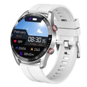 Likron 1.45 Inch Round Screen Smartwatch - Fitness Tracker with Bluetooth Call & Activity Monitoring - Silver Silicon Strao