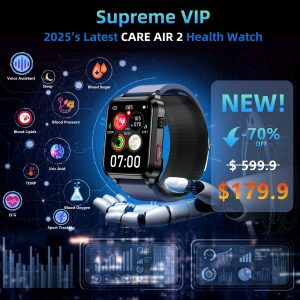 Health Watch Care Air 2 - 2025 Top Fitness Tracker Air Pump For Blood Pressure, Ekg, Hrv & More - Ultimate Wellness Monitoring Solution