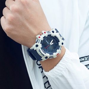 Luminous Dual Time Display Men's Watch With Shock Resistance
