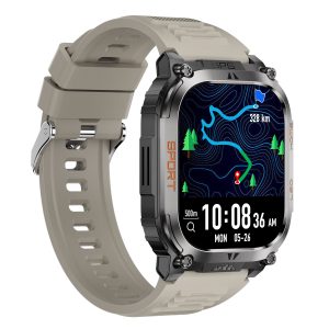 Likron Qx18 Smart Watch | Bluetooth Call, GPS, 5-Fold Positioning, 630mAh Battery, 2.01" TFT HD Display, IP68 Waterproof, Torch Light - grey