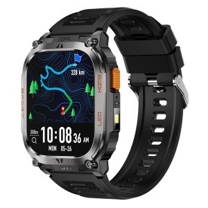 Likron Qx18 Smart Watch | Bluetooth Call, GPS, 5-Fold Positioning, 630mAh Battery, 2.01" TFT HD Display, IP68 Waterproof, Torch Light - black