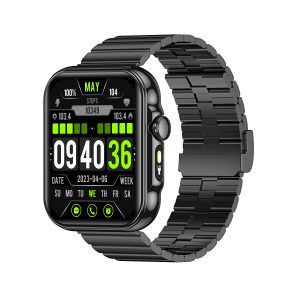 Likron HDT11 Smart Watch: Bluetooth Call, Music, Voice Assistant, Sleep Tracker, Flashlight, Smart Bracelet - Black plate black bamboo joint steel