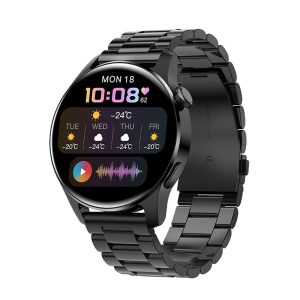 Likron Watch3pro Smart Watch with Bluetooth Call & NFC | Fitness Tracker | Heart Rate Monitor | 1.43" AMOLED Display - Black three steel