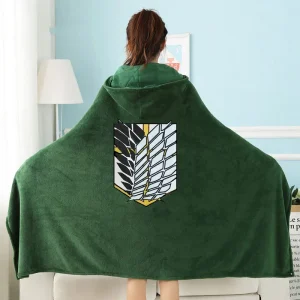 Attack on Titan Blanket Cloak Hoodie | Shingeki No Kyojin Survey Corps Cosplay Cape | Flannel