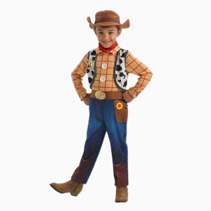 Toy Story Woody Costume Jumpsuit for Kids - Cosplay Party Outfit with Hat & Badge (Polyester)