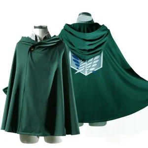 Attack on Titan Scouting Legion Cosplay Cloak Green Polyester Cape for Men & Women (Fits 150-185cm)