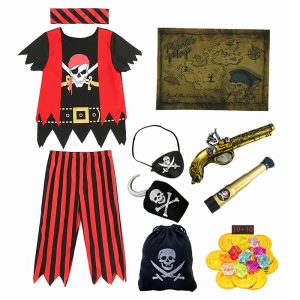 Kids Pirate Costume Set with Telescope, Sword, Eye Patch & Map | Boys Pirate Dress Up | Polyester | Ages 3-10 - 03