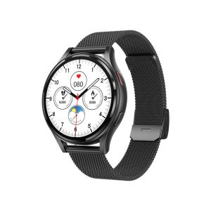 Likron Ge30 Smartwatch | AMOLED Screen | Bluetooth Calls | Heart Rate & BP Monitor | HRV Tracking | Smart Wearable - Black Miran Steel + 6