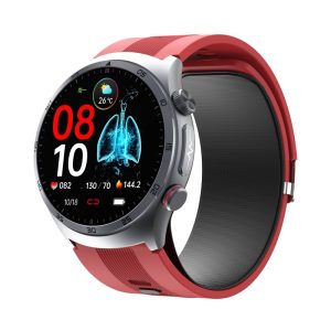 Likron S25 Smartwatch: Air Pump BP, Blood Sugar, SpO2, HR Monitor, Bluetooth Call, Fitness Tracker - Red tape