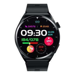 Likron S22 Smart Watch | Accurate Blood Pressure Monitor | ECG Health Tracking | Air Pump Technology | Health Smartwatch - Black Rubber Strap