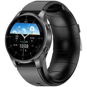 Likron P50 Smartwatch | Heart Rate, Blood Oxygen, BP, Blood Sugar, Temp | Bluetooth Call, Step Counter, Social Entertainment - Black Dial Black Glue Strap