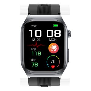 Likron S15 Smartwatch: BP, HR, Blood Oxygen, Glucose, Uric Acid, Body Fat, Bluetooth Calls, AMOLED Screen - black