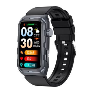 Likron TK79 Smartwatch | Pulse Physiotherapy 5 Internal Organs Detection | Multi-motion Mode | Smart Call Reminder | GPS | Waterproof - black