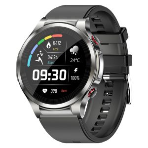 Likron W11 Smart Watch: ECG, Body Temp, HR, Blood Oxygen Monitor, Health Tracker, Call Function - Grey Dial Black Tape