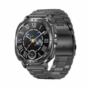 Likron Et492 Smartwatch: Blood Sugar, ECG, Bluetooth Call, Amoled, Body Temp, Access Control, Offline Payment - Black steel strap