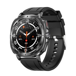 Likron Et492 Smartwatch: Blood Sugar, ECG, Bluetooth Call, Amoled, Body Temp, Access Control, Offline Payment - Black Rubber Strap