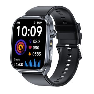 Likron Et572 ECG Smart Watch, Heart Rate, BP, Blood Oxygen, Non-invasive Glucose, Bluetooth Call, 2.0" Touchscreen, IP68 Waterproof, Black