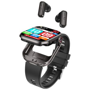 Likron T99 Smart Watch with Bluetooth Earbuds | 2.02" HD Screen, Heart Rate, Blood Oxygen, 5D UI | Long Standby, Call Function | Metal & Skin-Friendly Strap | BLE 5.4 - gun color