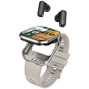 Likron T99 Smart Watch with Bluetooth Earbuds | 2.02" HD Screen, Heart Rate, Blood Oxygen, 5D UI | Long Standby, Call Function | Metal & Skin-Friendly Strap | BLE 5.4 - Steel color