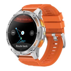 Likron K67a Men's GPS Smartwatch | 1.43" AMOLED | 530mAh Battery | Heart Rate | Blood Oxygen | IP68 Waterproof | Zinc Alloy - Silver Orange