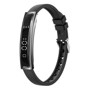 Likron B3 Smart Bracelet: Heart Rate, Blood Oxygen, Sleep Monitor, Step Tracker, Shake Photo, Unisex Fashion Fitness Band - Black Silicone Strap