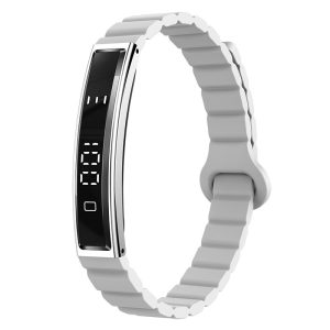 Likron B3 Smart Bracelet: Heart Rate, Blood Oxygen, Sleep Monitor, Step Tracker, Shake Photo, Unisex Fashion Fitness Band - Silver Silicone Strap