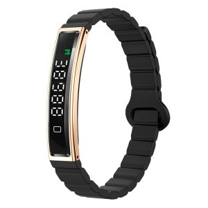 Likron B3 Smart Bracelet: Heart Rate, Blood Oxygen, Sleep Monitor, Step Tracker, Shake Photo, Unisex Fashion Fitness Band - Gold Silicone Strap