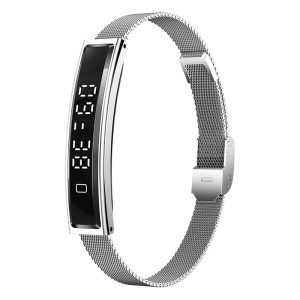 Likron B3 Smart Bracelet: Heart Rate, Blood Oxygen, Sleep Monitor, Step Tracker, Shake Photo, Unisex Fashion Fitness Band - Silver Milanese Steel Strap
