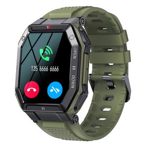 Likron K55 Smartwatch | 1.85" IPS Screen | Bluetooth Call & Music | HR, BP, SpO2 | Multi-Sport | 350mAh Battery | Android/iOS Compatible - green