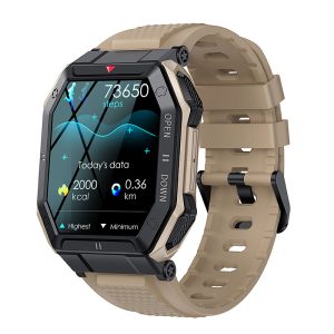 Likron K55 Smartwatch | 1.85" IPS Screen | Bluetooth Call & Music | HR, BP, SpO2 | Multi-Sport | 350mAh Battery | Android/iOS Compatible - khaki