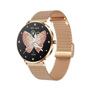 Likron T8pro Ultra-thin Smart Watch | 1.36" AMOLED Always-On Display | Bluetooth Call | Heart Rate & Blood Pressure Monitor | Women's Fitness Tracker - Rose gold