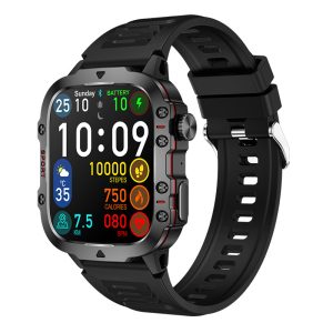 Likron Qx11 Smartwatch | 1.96" HD Display | Heart Rate, BP, SpO2 | Bluetooth Call | Zinc Alloy, Silicone | Deep Black, Beige | 3ATM | Android/iOS - black