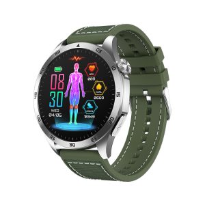 Likron ET485 Smartwatch | ECG, Bluetooth Call, AMOLED Display | Micro-physical Examination, Emotional Function Tracking - nylon green