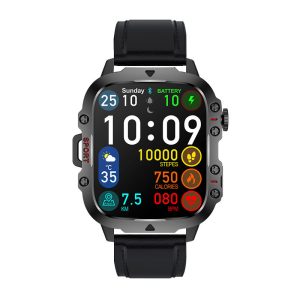 Likron Qx11 Smartwatch | 1.96" HD Display | Heart Rate, BP, SpO2 | Bluetooth Call | Zinc Alloy, Silicone | Deep Black, Beige | 3ATM | Android/iOS - Black leather