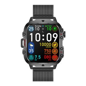 Likron Qx11 Smartwatch | 1.96" HD Display | Heart Rate, BP, SpO2 | Bluetooth Call | Zinc Alloy, Silicone | Deep Black, Beige | 3ATM | Android/iOS - Black Milan