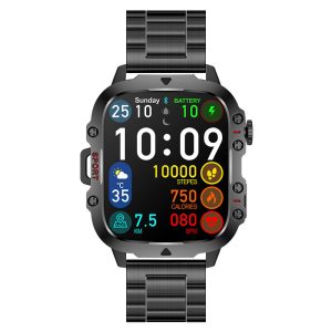 Likron Qx11 Smartwatch | 1.96" HD Display | Heart Rate, BP, SpO2 | Bluetooth Call | Zinc Alloy, Silicone | Deep Black, Beige | 3ATM | Android/iOS - Black three beads