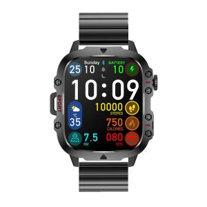 Likron Qx11 Smartwatch | 1.96" HD Display | Heart Rate, BP, SpO2 | Bluetooth Call | Zinc Alloy, Silicone | Deep Black, Beige | 3ATM | Android/iOS - Black bamboo joint