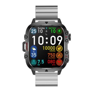 Likron Qx11 Smartwatch | 1.96" HD Display | Heart Rate, BP, SpO2 | Bluetooth Call | Zinc Alloy, Silicone | Deep Black, Beige | 3ATM | Android/iOS - Silver bamboo joint