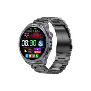 Likron ET472 Smart Watch ECG PPG Heart Rate Blood Oxygen Body Temp 1.53" HD 2.5D Dynamic UI Flashlight - black steel