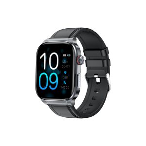 Likron ET588 Smartwatch: Bluetooth Call, Ti Chip, ECG, HR, Blood Oxygen, BP, Blood Sugar, NFC, AMOLED Display - Black leather