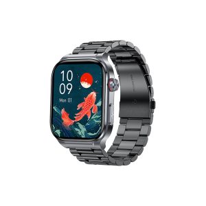 Likron ET588 Smartwatch: Bluetooth Call, Ti Chip, ECG, HR, Blood Oxygen, BP, Blood Sugar, NFC, AMOLED Display - black steel