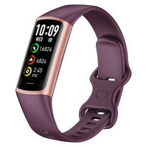 Likron C68l Smart Bracelet: Body Temp, HR, BP, SpO2 Monitor, Waterproof Fitness Tracker Watch - burgundy