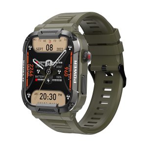 Likron MK66 Smartwatch: Outdoor Tri-proof, Bluetooth Calls & Music, Heart Rate, Blood Pressure, SpO2, GPS Fitness Tracker - Army green