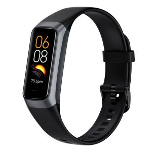 Likron C60 Smart Bracelet | 1.1" AMOLED | Body Temp, HR, BP, SpO2 Monitor | 25 Sports Modes | 3ATM Waterproof | PC+ABS/TPU | Magnetic Charge - black