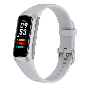Likron C60 Smart Bracelet | 1.1" AMOLED | Body Temp, HR, BP, SpO2 Monitor | 25 Sports Modes | 3ATM Waterproof | PC+ABS/TPU | Magnetic Charge - Silver gray
