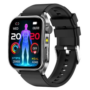 Likron E810 Smart Watch: ECG, Heart Rate, Blood Oxygen, Sleep Tracking, Red Light Wellness - Black Silicone