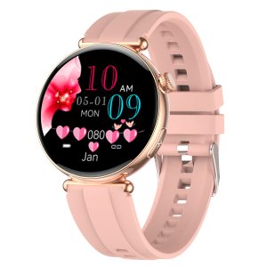 Likron Et491 Smartwatch: Bluetooth Call, ECG, Heart Rate, Sleep & Health Monitor, Female Exercise Watch - Pink Silicone