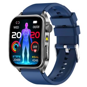 Likron E810 Smart Watch: ECG, Heart Rate, Blood Oxygen, Sleep Tracking, Red Light Wellness - Blue Silicone
