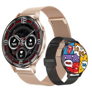 Likron Km100 Smartwatch Ultra-thin, Heart Rate, SpO2, Bluetooth Call, Waterproof,  1.75" AMOLED Round Screen,Rose Gold/Silver/Dark